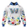 NFL Washington Commanders Custom Name Number Autism Awareness Hands Zip Up Hoodie
