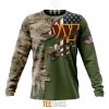 NFL Washington Commanders Custom Name Number Green Camo US Military Sweatshirt