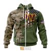 NFL Washington Commanders Custom Name Number Green Camo US Military Zip Up Hoodie