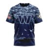 NFL Washington Commanders Custom Name Number Honor US Navy Veterans T-Shirt