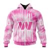 NFL Washington Commanders Custom Name Number Pink Tie-Dye Zip Up Hoodie