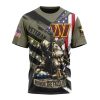 NFL Washington Commanders Custom Name Number Veterans Kneeling Soldier T-Shirt