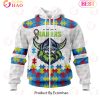 NRL Canberra Raiders Custom Name Number Autism Awareness Zip Up Hoodie