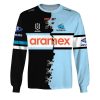 NRL Cronulla-Sutherland Sharks Custom Name Number 2023 Mix Jersey V2 Sweatshirt