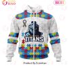 NRL Gold Coast Titans Custom Name Number Autism Awareness Zip Up Hoodie