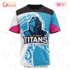 NRL Gold Coast Titans Custom Name Number Fight Cancer T-Shirt