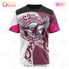 NRL Manly Warringah Sea Eagles Custom Name Number Fight Cancer T-Shirt