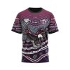 NRL Manly Warringah Sea Eagles Custom Name Number Indigenous Mascot T-Shirt