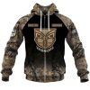 NRL New Zealand Warriors Custom Name Number Camo Zip Up Hoodie