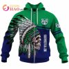 NRL New Zealand Warriors Custom Name Number Native Skull Zip Up Hoodie