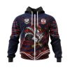 NRL Sydney Roosters Custom Name Number Indigenous Mascot Zip Up Hoodie