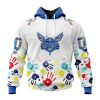 NBA Charlotte Hornets Custom Name Number Autism Awareness Hands Pullover Hoodie