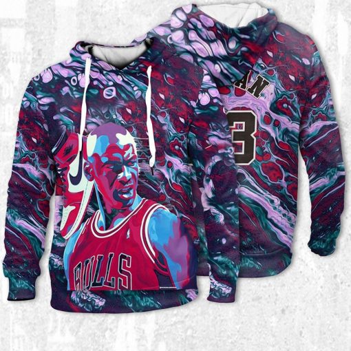 NBA Chicago Bulls Michael Jordan Multicolor Vintage Pullover Hoodie