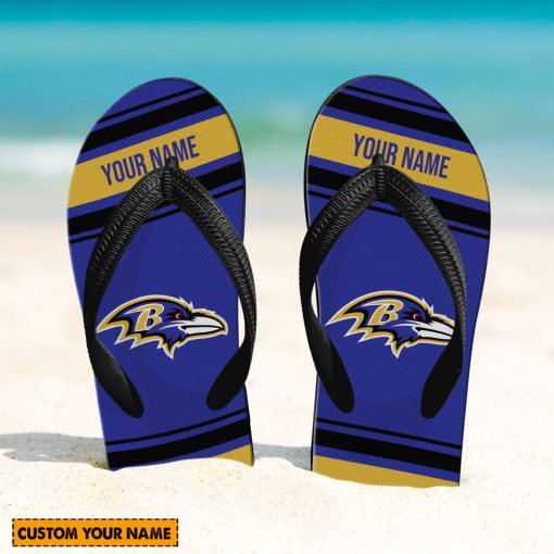 NFL Baltimore Ravens Custom Name Gift For Fans Flip Flops