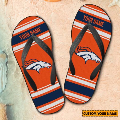 NFL Denver Broncos Custom Name Gift For Fans Flip Flops