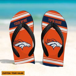 NFL Denver Broncos Custom Name Gift For Fans Flip Flops