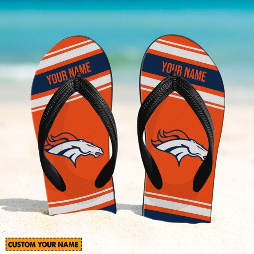 NFL Denver Broncos Custom Name Gift For Fans Flip Flops
