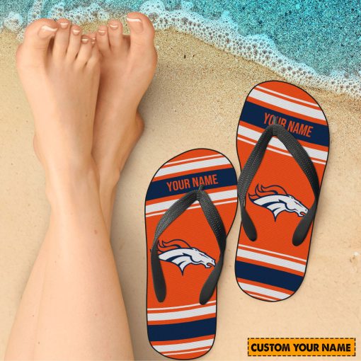 NFL Denver Broncos Custom Name Gift For Fans Flip Flops
