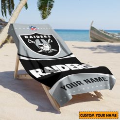 NFL Las Vegas Raiders Custom Name Gift For Fans Beach Towel