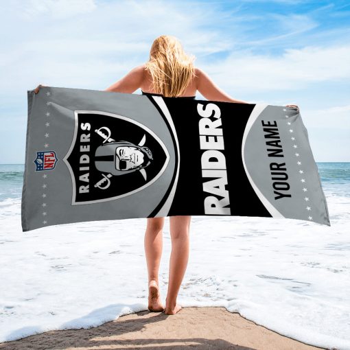 NFL Las Vegas Raiders Custom Name Gift For Fans Beach Towel