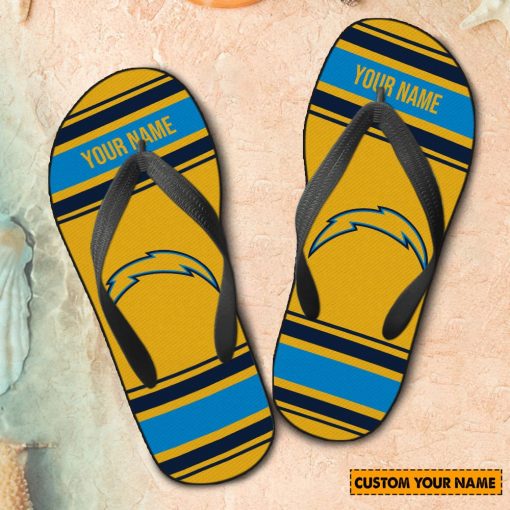 NFL Los Angeles Chargers Custom Name Gift For Fans Flip Flops
