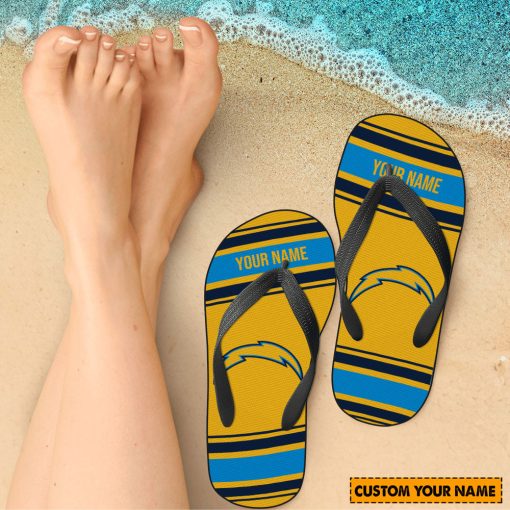 NFL Los Angeles Chargers Custom Name Gift For Fans Flip Flops