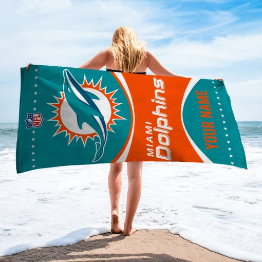 NFL Miami Dolphins Custom Name Gift For Fans Beach Towel