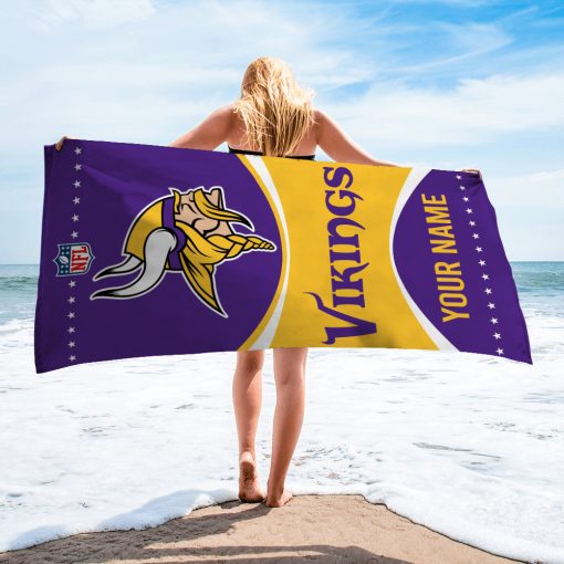 NFL Minnesota Vikings Custom Name Gift For Fans Beach Towel