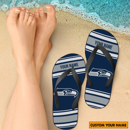 NFL Seattle Seahawks Custom Name Gift For Fans Flip Flops