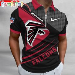 NFL Atlanta Falcons Custom Name Fan Edition Zipper Polo Shirt