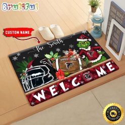NFL Atlanta Falcons Custom Name Grinch Christmas Edition Rubber Doormat