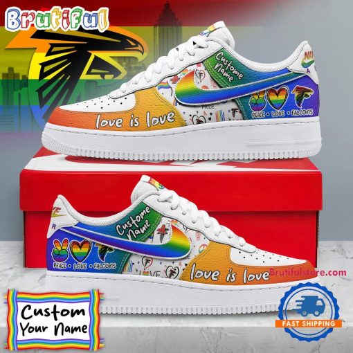 NFL Atlanta Falcons Custom Name Pride Edition Air Force 1 Sneakers