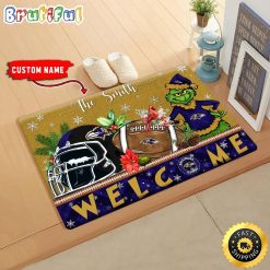 NFL Baltimore Ravens Custom Name Grinch Christmas Edition Rubber Doormat