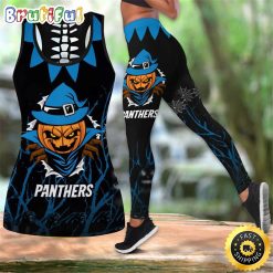 NFL Carolina Panthers Pumpkin Halloween Hollow Tank Top and Leggings