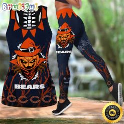 NFL Chicago Bears Pumpkin Halloween Hollow Tank Top and Leggings