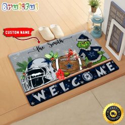 NFL Dallas Cowboys Custom Name Grinch Christmas Edition Rubber Doormat