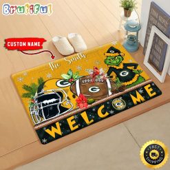 NFL Green Bay Packers Custom Name Grinch Christmas Edition Rubber Doormat