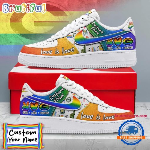NFL Green Bay Packers Custom Name Pride Edition Air Force 1 Sneakers