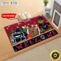 NFL Houston Texans Custom Name Grinch Christmas Edition Rubber Doormat