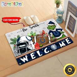 NFL Indianapolis Colts Custom Name Grinch Christmas Edition Rubber Doormat