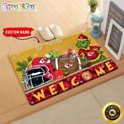 NFL Kansas City Chiefs Custom Name Grinch Christmas Edition Rubber Doormat