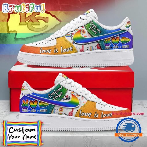 NFL Kansas City Chiefs Custom Name Pride Edition Air Force 1 Sneakers