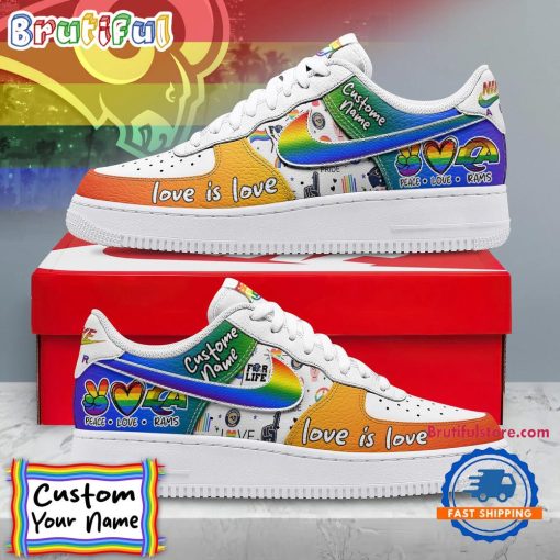 NFL Los Angeles Rams Custom Name Pride Edition Air Force 1 Sneakers