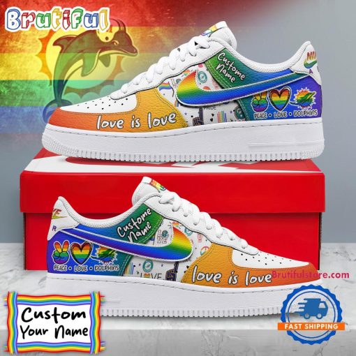 NFL Miami Dolphins Custom Name Pride Edition Air Force 1 Sneakers