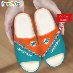 NFL Miami Dolphins Custom Name Special Edition Comfort Slippers