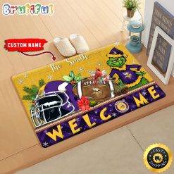 NFL Minnesota Vikings Custom Name Grinch Christmas Edition Rubber Doormat