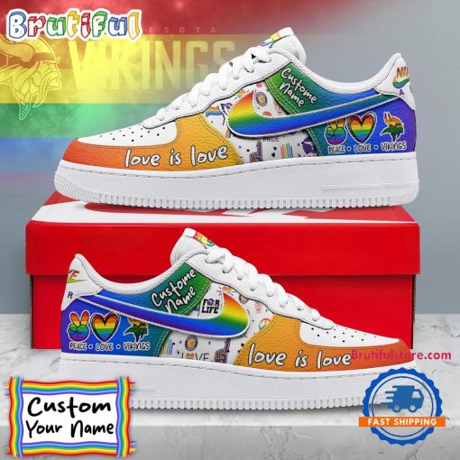 NFL Minnesota Vikings Custom Name Pride Edition Air Force 1 Sneakers