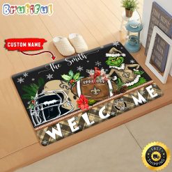 NFL New Orleans Saints Custom Name Grinch Christmas Edition Rubber Doormat