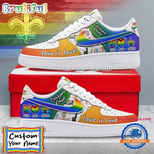 NFL New Orleans Saints Custom Name Pride Edition Air Force 1 Sneakers