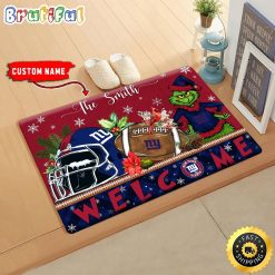 NFL New York Giants Custom Name Grinch Christmas Edition Rubber Doormat